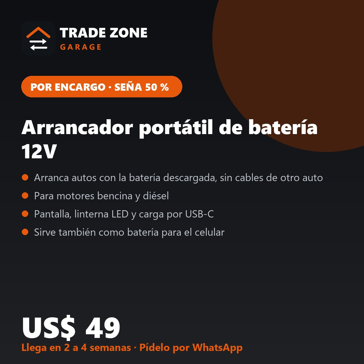 Arrancador portátil de batería 12V