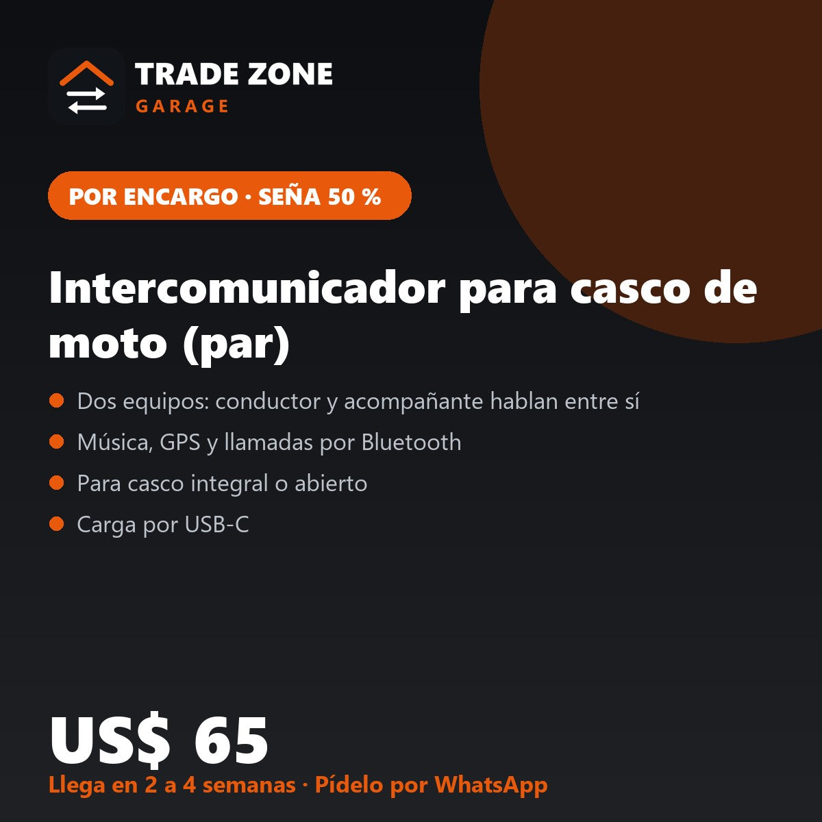 Intercomunicador para casco de moto (par)
